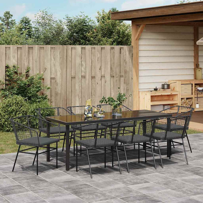 Set de masă pentru grădină 9 pcs Negru poliratan - WALTI WALTI