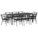 Set de masă pentru grădină 9 pcs Negru poliratan - WALTI WALTI