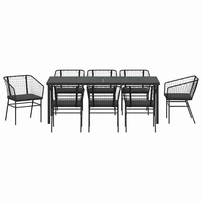 Set de masă pentru grădină 9 pcs Negru poliratan - WALTI WALTI