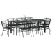 Set de masă pentru grădină 9 pcs Negru poliratan - WALTI WALTI