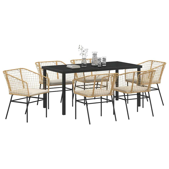 Set de masă pentru grădină 7 pcs Maro poliratan - WALTI WALTI