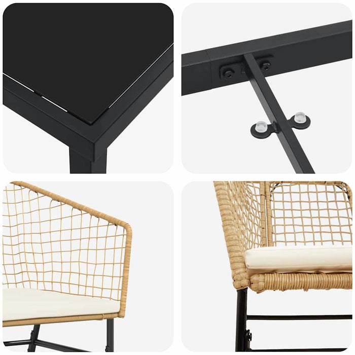 Set de masă pentru grădină 9 pcs Maro poliratan - WALTI WALTI