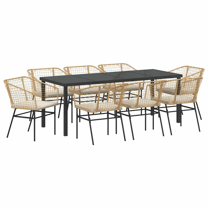 Set de masă pentru grădină 9 pcs Maro poliratan - WALTI WALTI
