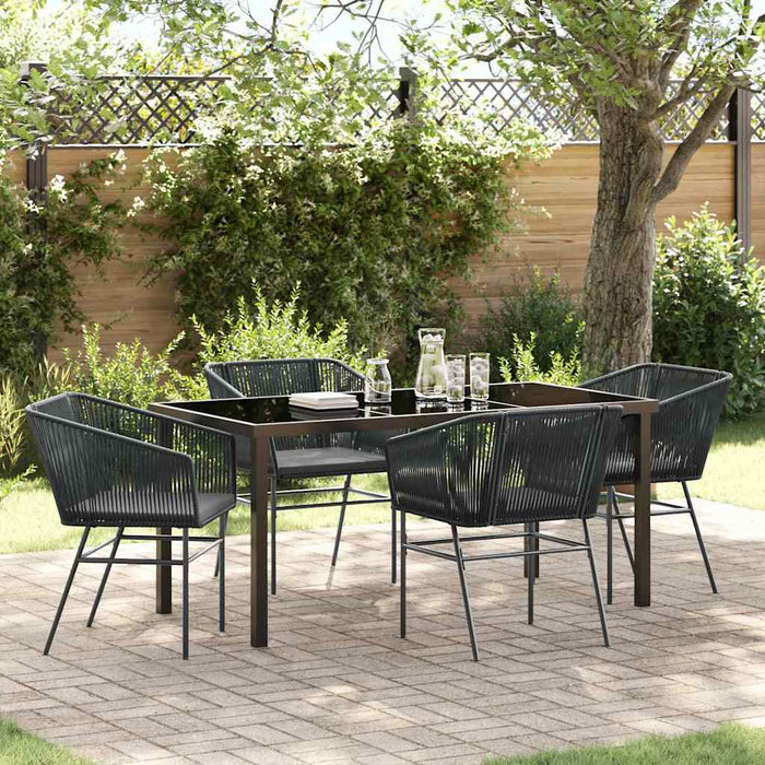 Set de masă pentru grădină cu pernă 5 pcs Negru - WALTI WALTI