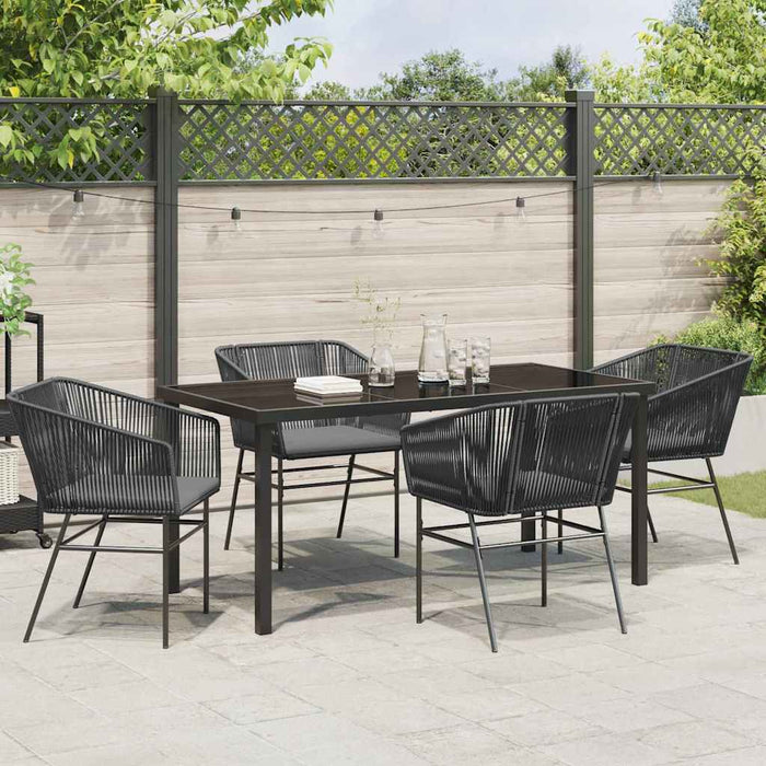 Set de masă pentru grădină cu pernă 5 pcs Negru - WALTI WALTI
