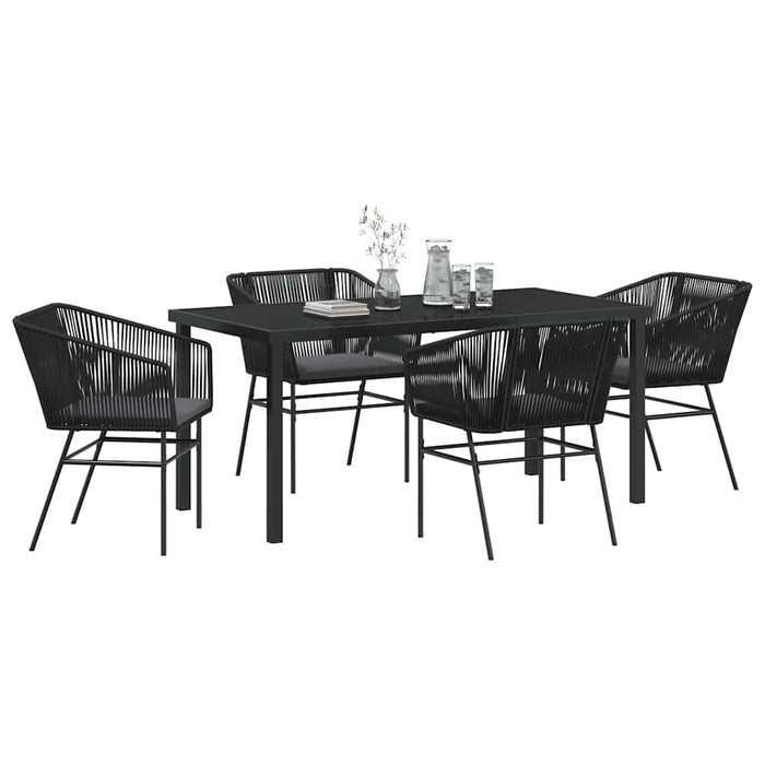 Set de masă pentru grădină cu pernă 5 pcs Negru - WALTI WALTI