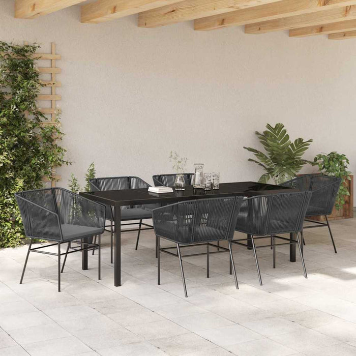 Set de masă pentru grădină cu pernă 7 pcs Negru - WALTI WALTI