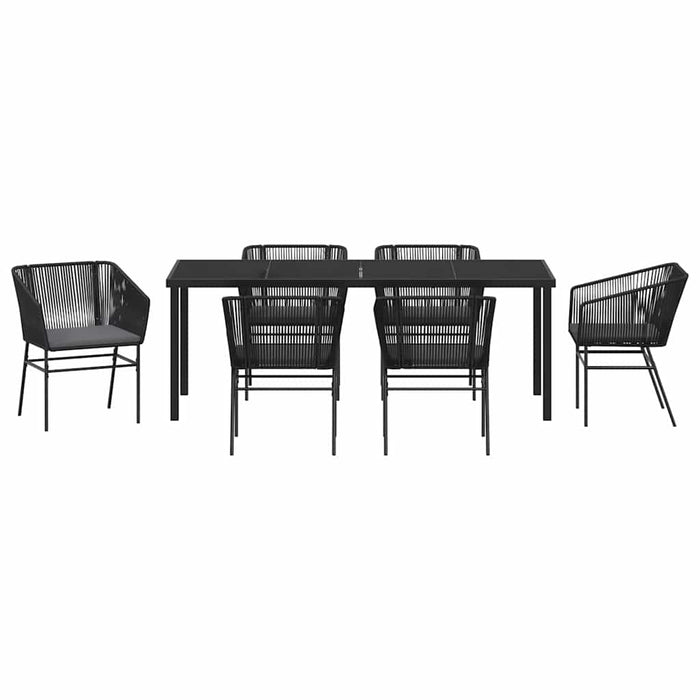 Set de masă pentru grădină cu pernă 7 pcs Negru - WALTI WALTI