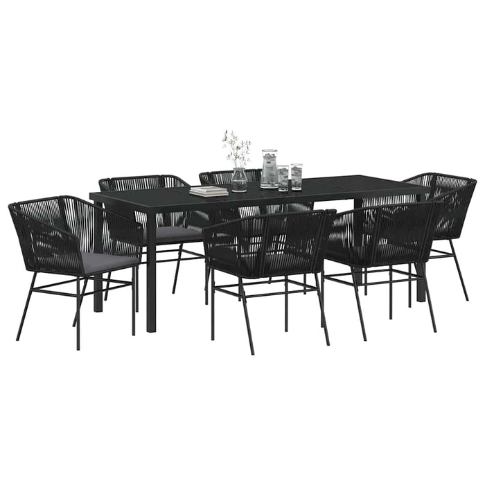 Set de masă pentru grădină cu pernă 7 pcs Negru - WALTI WALTI