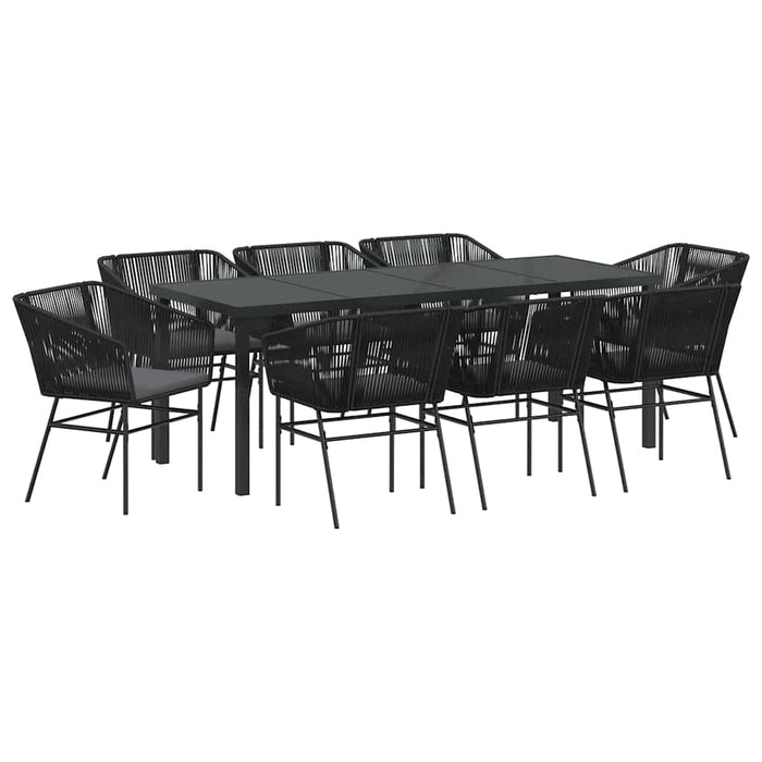 Set de masă pentru grădină cu pernă 9 pcs Negru - WALTI WALTI