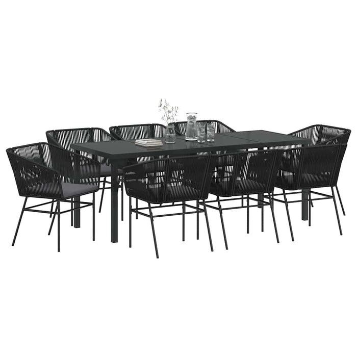 Set de masă pentru grădină cu pernă 9 pcs Negru - WALTI WALTI