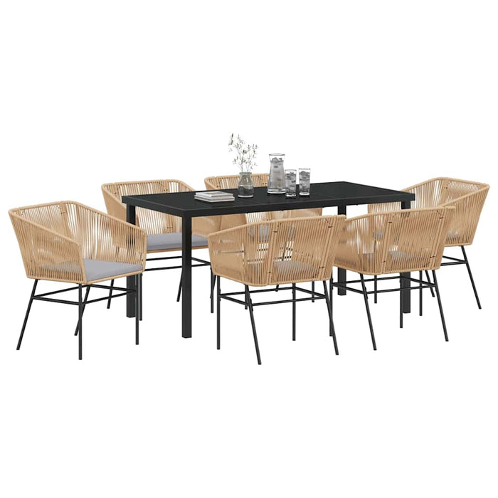 Set de masă pentru grădină 7 pcs Maro Oțel vopsit electrostatic - WALTI WALTI