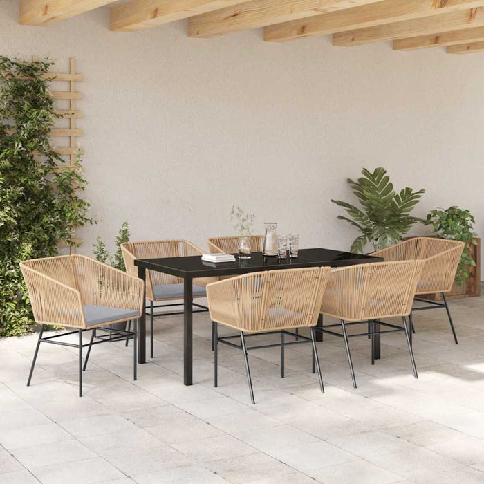 Set de masă pentru grădină 7 pcs Maro Oțel vopsit electrostatic - WALTI WALTI