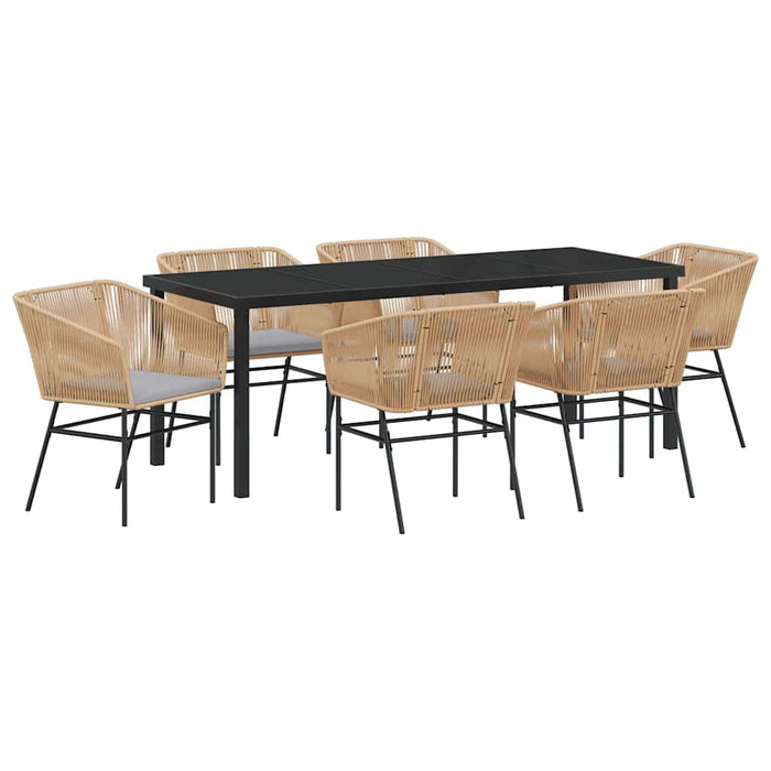 Set de masă pentru grădină 7 pcs Maro Oțel vopsit electrostatic - WALTI WALTI