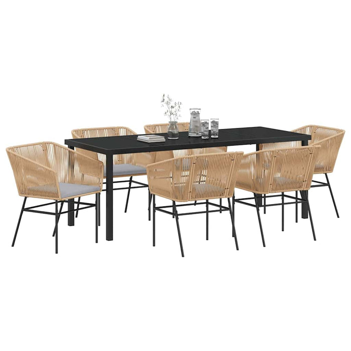 Set de masă pentru grădină 7 pcs Maro Oțel vopsit electrostatic - WALTI WALTI