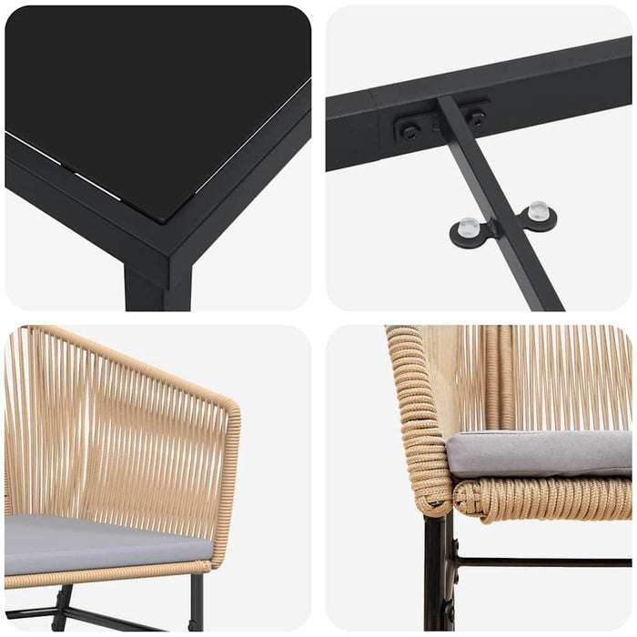 Set de masă pentru grădină 9 pcs Maro Oțel vopsit electrostatic - WALTI WALTI