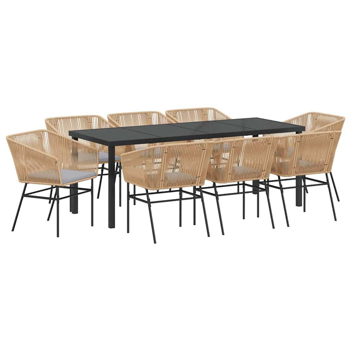 Set de masă pentru grădină 9 pcs Maro Oțel vopsit electrostatic - WALTI WALTI