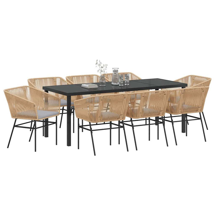 Set de masă pentru grădină 9 pcs Maro Oțel vopsit electrostatic - WALTI WALTI