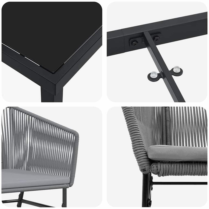 Set de masă pentru grădină 7 pcs Gri Oțel vopsit electrostatic - WALTI WALTI