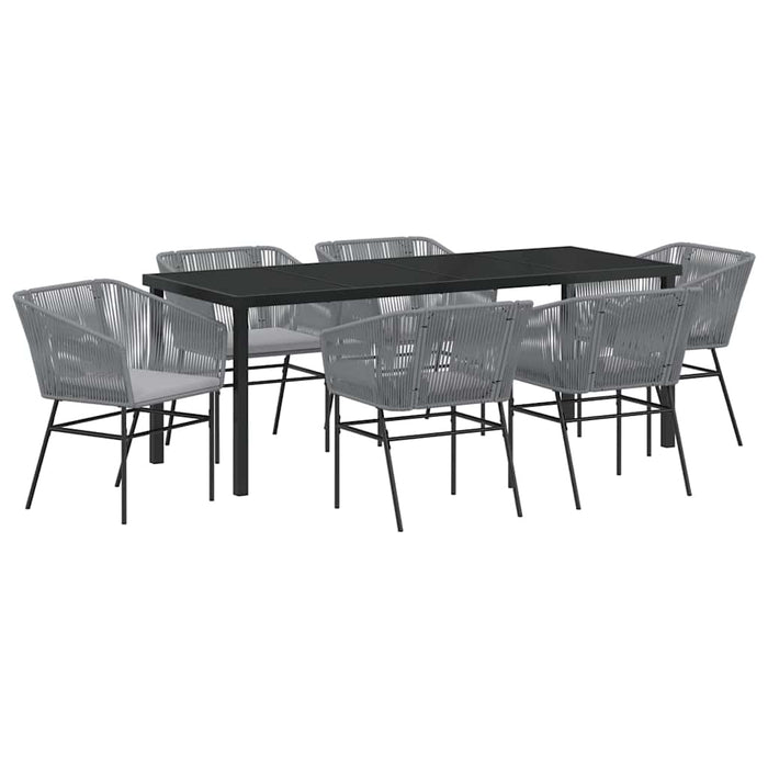 Set de masă pentru grădină 7 pcs Gri Oțel vopsit electrostatic - WALTI WALTI