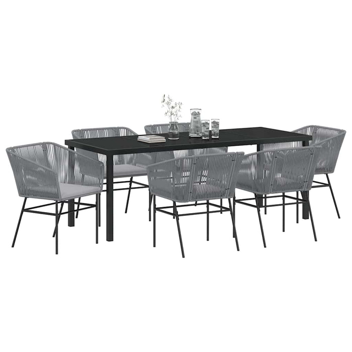 Set de masă pentru grădină 7 pcs Gri Oțel vopsit electrostatic - WALTI WALTI