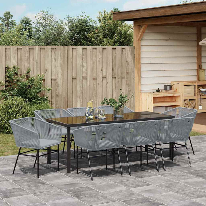 Set de masă pentru grădină 9 pcs Gri Oțel vopsit electrostatic - WALTI WALTI