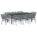 Set de masă pentru grădină 9 pcs Gri Oțel vopsit electrostatic - WALTI WALTI