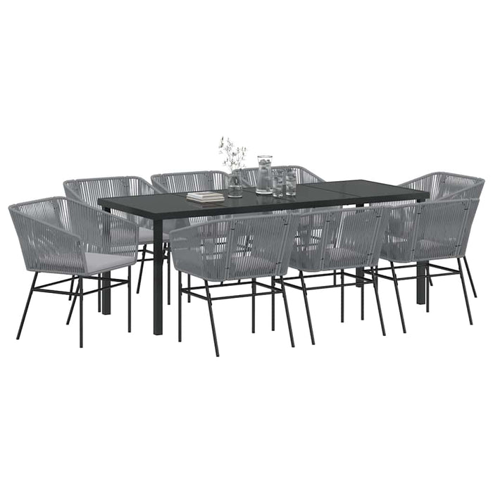 Set de masă pentru grădină 9 pcs Gri Oțel vopsit electrostatic - WALTI WALTI