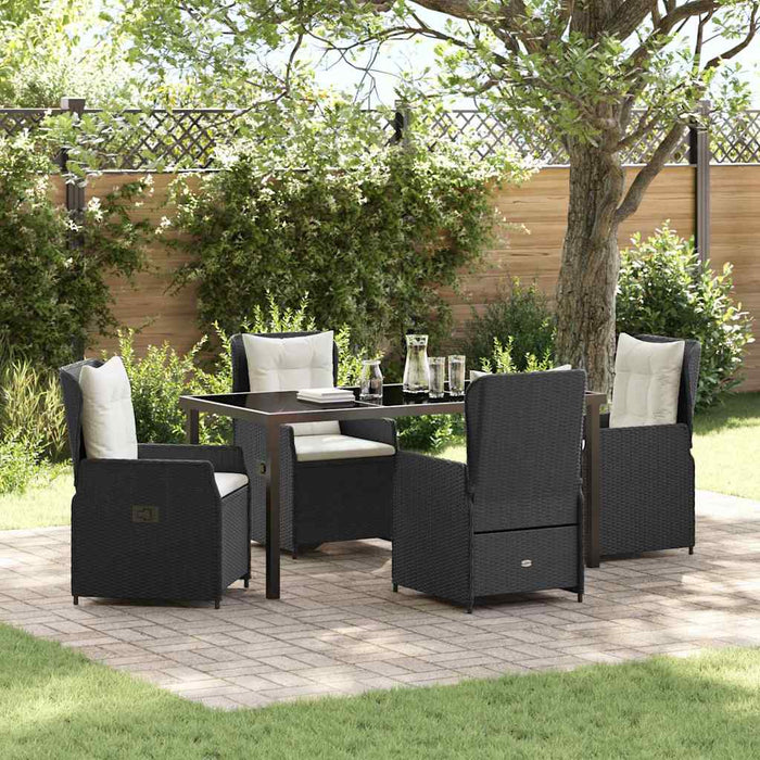 Set de masă pentru grădină 5 pcs Negru poliratan - WALTI WALTI