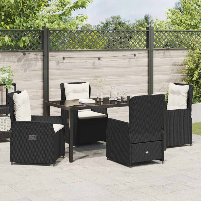 Set de masă pentru grădină 5 pcs Negru poliratan - WALTI WALTI