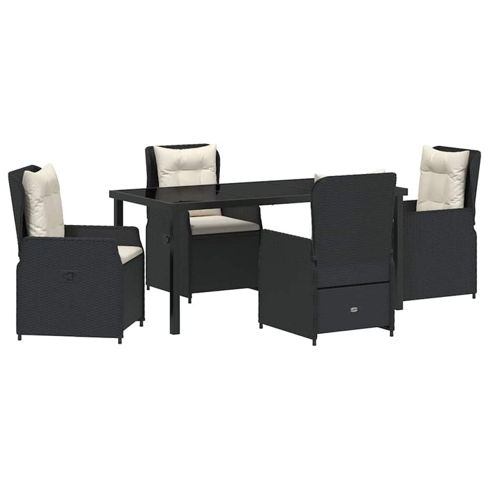 Set de masă pentru grădină 5 pcs Negru poliratan - WALTI WALTI