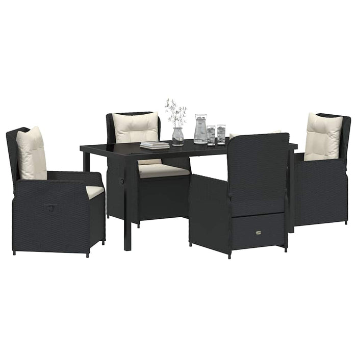 Set de masă pentru grădină 5 pcs Negru poliratan - WALTI WALTI