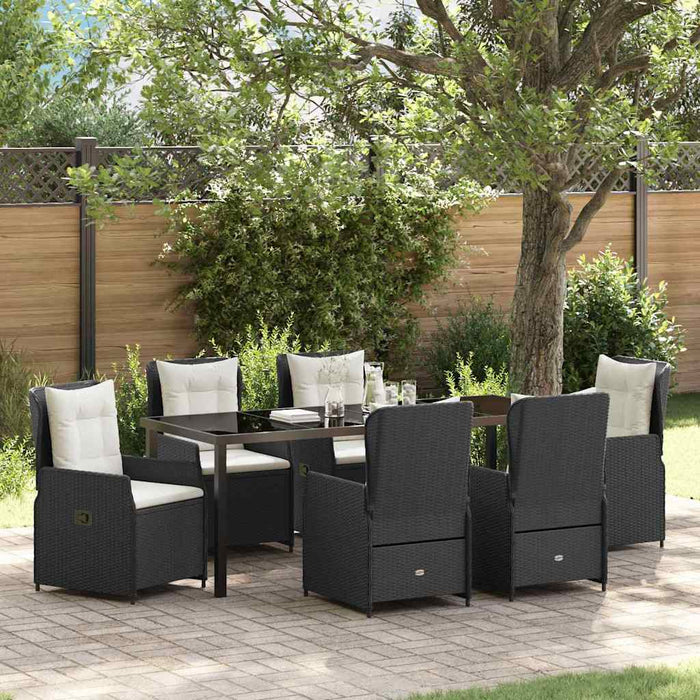 Set de masă pentru grădină 7 pcs Negru poliratan - WALTI WALTI