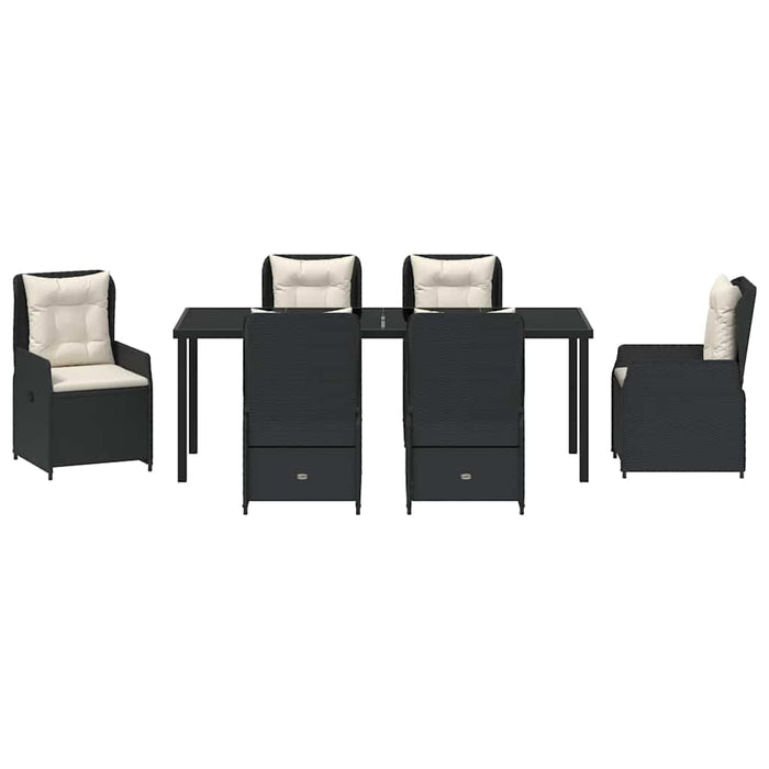 Set de masă pentru grădină 7 pcs Negru poliratan - WALTI WALTI