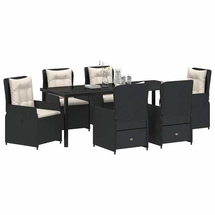 Set de masă pentru grădină 7 pcs Negru poliratan - WALTI WALTI