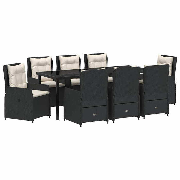 Set de masă pentru grădină 9 pcs Negru poliratan - WALTI WALTI
