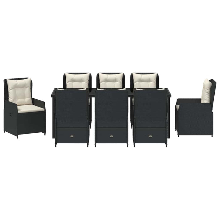 Set de masă pentru grădină 9 pcs Negru poliratan - WALTI WALTI