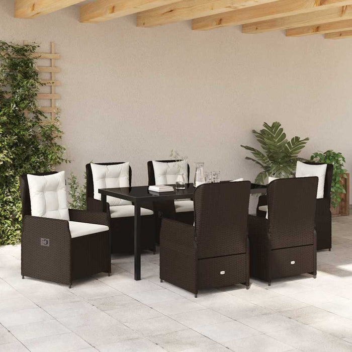 Set de masă pentru grădină 7 pcs Maro poliratan - WALTI WALTI