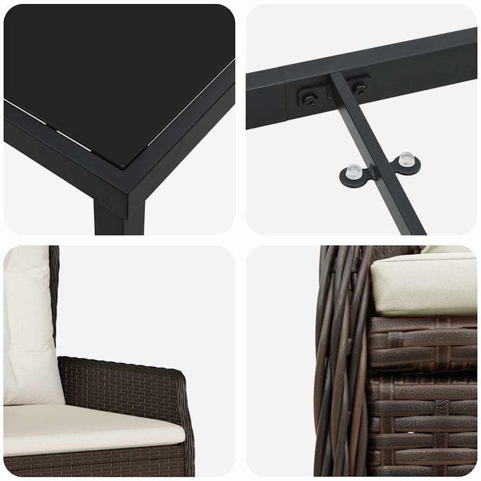 Set de masă pentru grădină 7 pcs Maro poliratan - WALTI WALTI