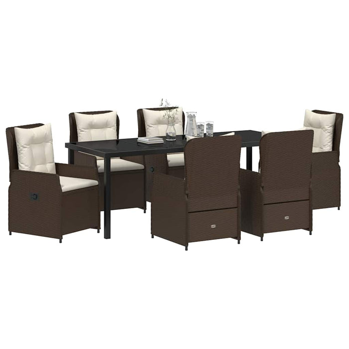 Set de masă pentru grădină 7 pcs Maro poliratan - WALTI WALTI