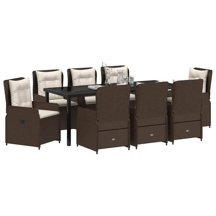 Set de masă pentru grădină 9 pcs Maro poliratan - WALTI WALTI