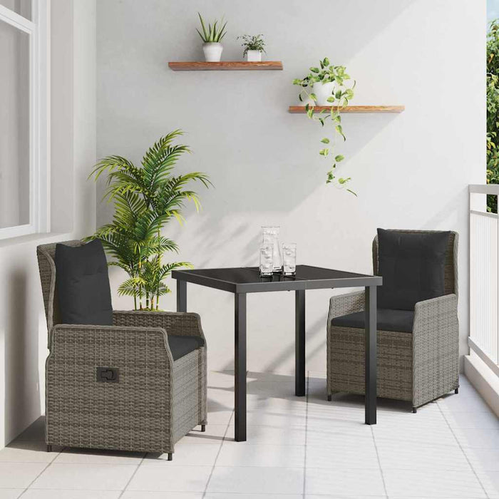 Set de masă pentru grădină 3 pcs Gri poliratan - WALTI WALTI