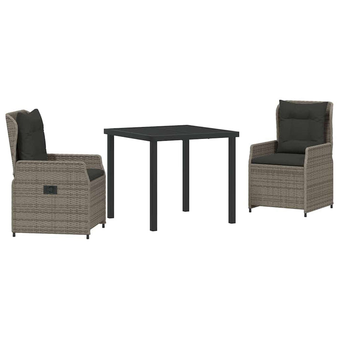 Set de masă pentru grădină 3 pcs Gri poliratan - WALTI WALTI
