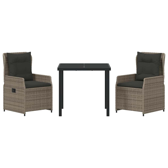 Set de masă pentru grădină 3 pcs Gri poliratan - WALTI WALTI