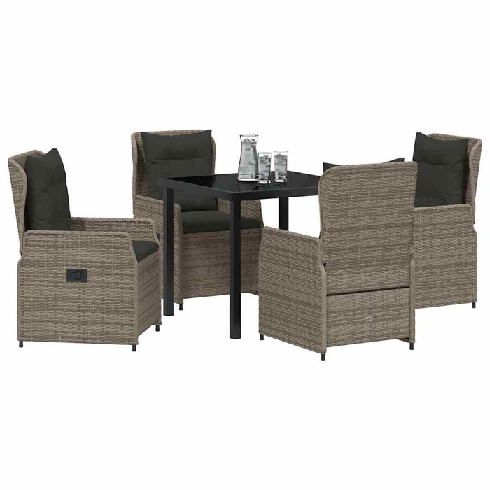 Set de masă pentru grădină 5 pcs Gri poliratan - WALTI WALTI