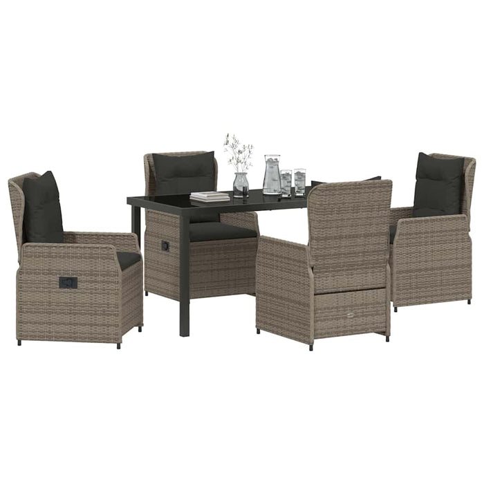 Set de masă pentru grădină 5 pcs Gri poliratan - WALTI WALTI