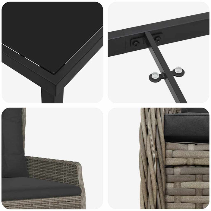 Set de masă pentru grădină 5 pcs Gri poliratan - WALTI WALTI