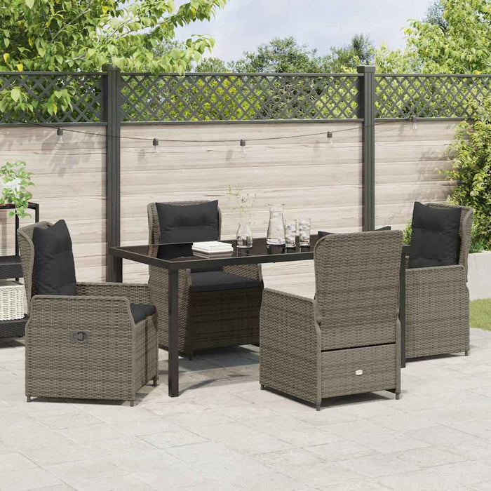 Set de masă pentru grădină 5 pcs Gri poliratan - WALTI WALTI