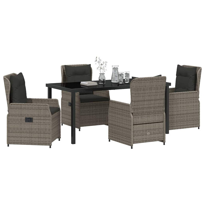 Set de masă pentru grădină 5 pcs Gri poliratan - WALTI WALTI