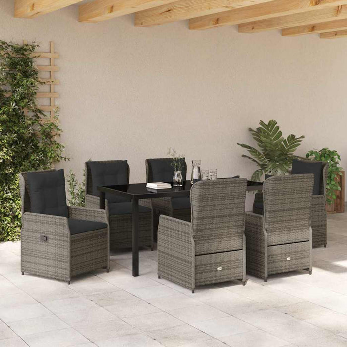 Set de masă pentru grădină 7 pcs Gri poliratan - WALTI WALTI